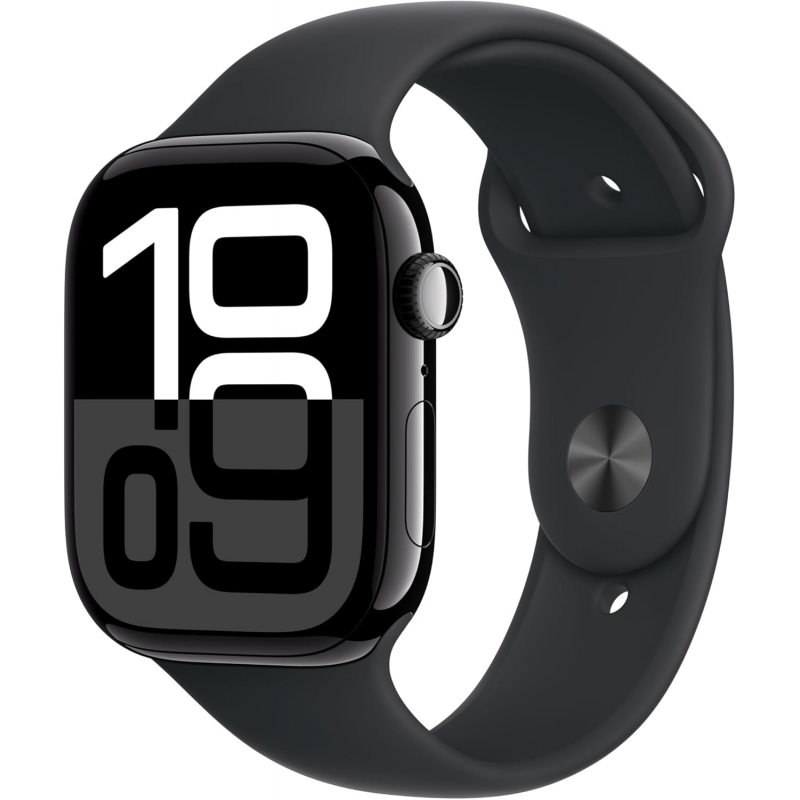 Apple Watch Series 10 (GPS, 46mm) - Jet Black Aluminium Case with M/L Black Sport Band