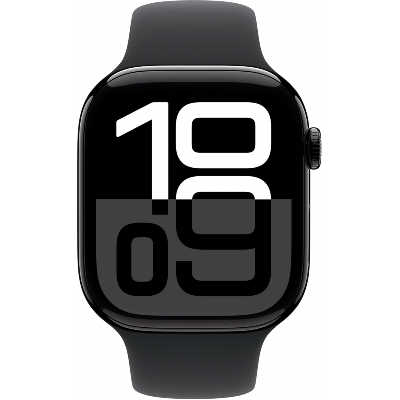 Apple Watch Series 10 (GPS, 42mm) - Jet Black Aluminium Case with M/L Black Sport Band