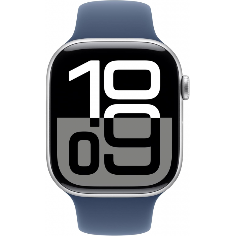 Apple Watch Series 10 (GPS, 46mm) - Silver Aluminium Case with M/L Denim Band