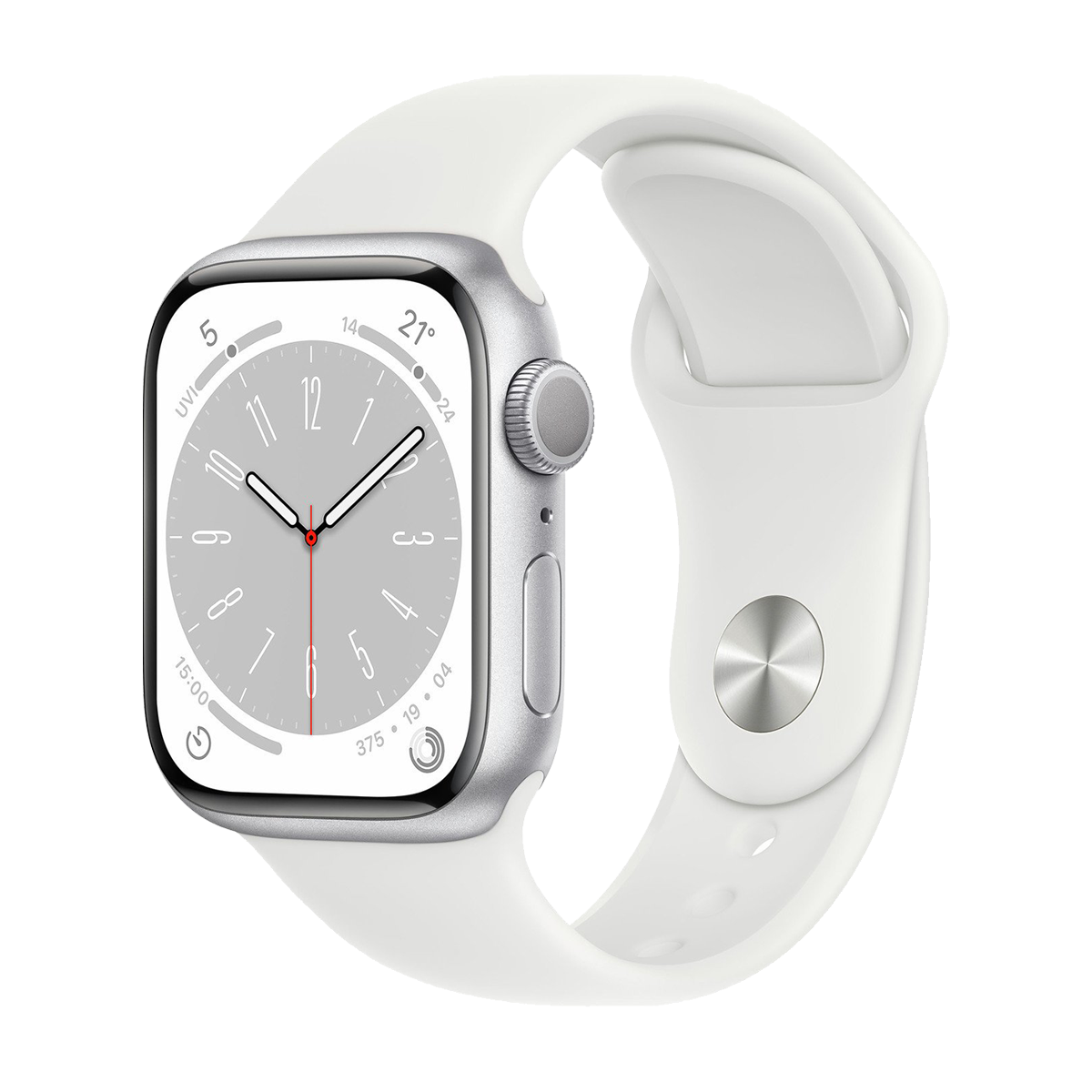 Dealmonday Apple Watch Series 8 GPS 41mm Silver Aluminium Case with S M White Sport Band