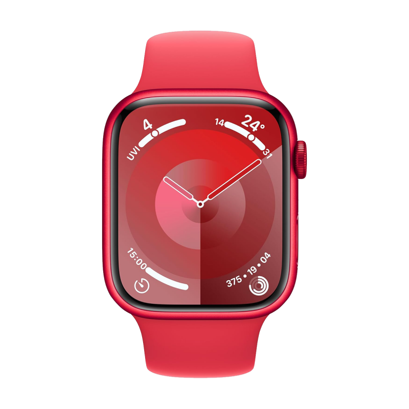 Apple Watch Series 9 (GPS, 45mm) - Red Aluminium Case with M/L Red Sport Band