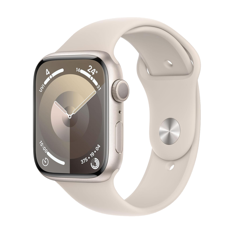 Apple Watch Series 9 (GPS, 45mm) - Starlight Aluminium Case with M/L Starlight Sport Band