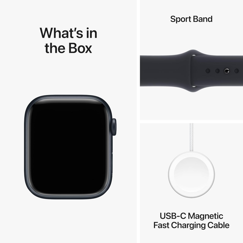 Apple Watch Series 9 (GPS, 45mm) - Midnight Aluminium Case with S/M Midnight Sport Band