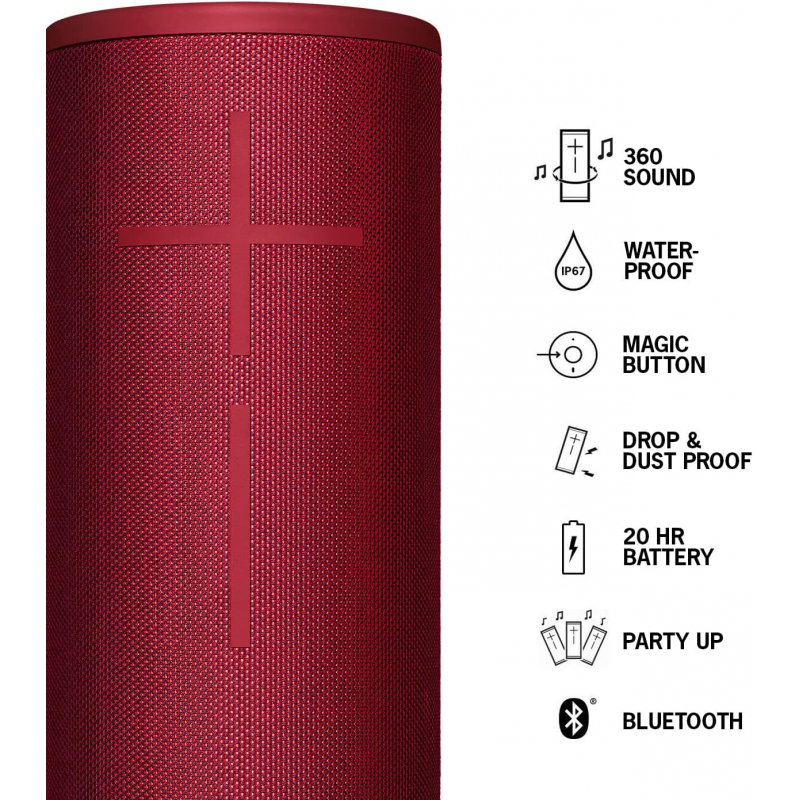 Logitech Ultimate Ears MegaBoom 3 Bluetooth Speaker - Red