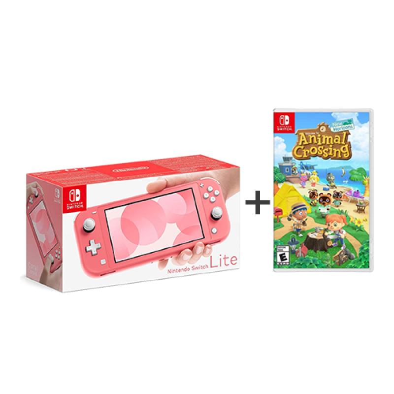 Nintendo Switch Lite Animal Crossing Bundle - Coral