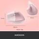 Logitech Lift Vertical Ergonomic Mouse, Wireless - Rose