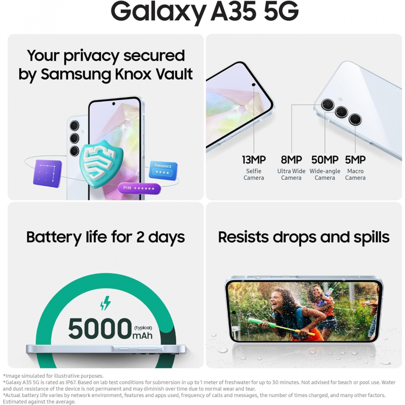 Samsung Galaxy A35 5G Smartphone (Dual-SIMs, 8+256GB) - Awesome Iceblue