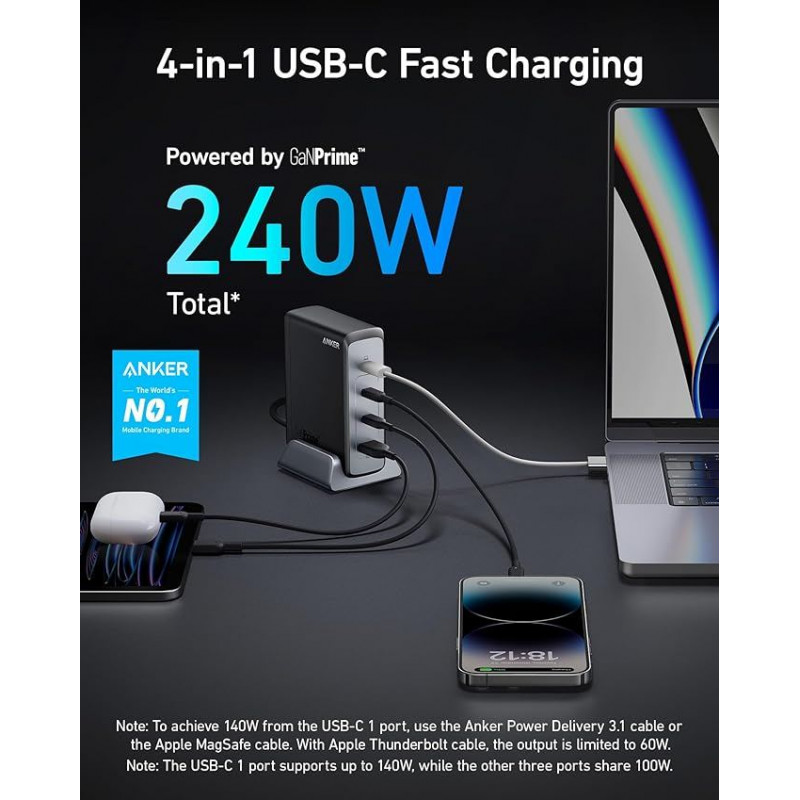 Anker Prime 240W GaN Desktop Charger  (4 Ports)